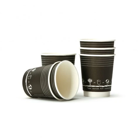 Double Wall Black Compostable Paper Cup 16oz D:3.5in H:5.4in - 25 pcs -  BioandChic